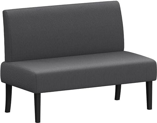 Yaheetech Küchensofa 2-sitzer Sitzbank Polstersofa aus Cordstoff Doppelsofa ohne Armlehnen Stoffsofa Loungesofa fürs Wohnzimmer/Eingangsbereich/Büro, Grau