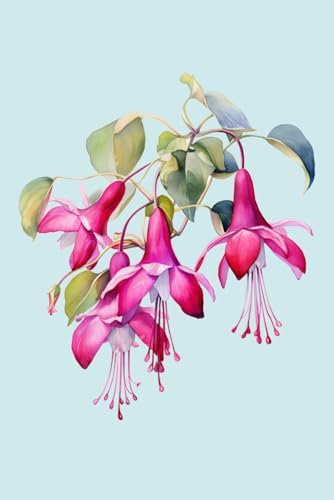 Notizbuch: Fuchsien Notizbuch | 6x9 Zoll DIN A5 | 100 Seiten liniert | Blumen Notizheft | Aquarell Schreibheft | Garten Tagebuch | Gartenbuch Geschenk
