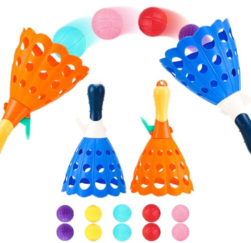 Zexint Pop und Fangballspiel mit 10 Bällen und 2 Fangkörben Spielaktivitäten für drinnen und draußen, Strandsport, Sommer Strandspielzeug für Kinder im Alter von 3 4 5 6 7 8 10 und 12 Jahren