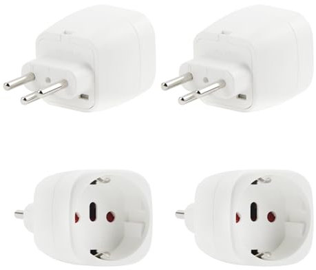OMIGA 4 Pezzi Adattatore Presa Svizzera Adattatore Schuko Adattatore da Viaggio Adattatori da Presa EU a Spina Tipo J per Liechtenstein Svizzera Ruanda Bianco