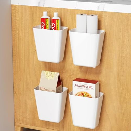 Rseuphiee 4 Piezas Caja De Almacenamiento De Puerta De Cocina, Organizador Armario Baño, Cajas Organizadoras Cocina, Adhesivo Caja De Almacenamiento Montada En Pared, para Armario de Baño y Cocina