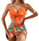 LUNNTE Bikini Sets für Damen High Waist Hoher Taille Bademode Bauchkontrolle Zweiteiliger Badeanzug Blumenmuster (Orangenblüte, M)