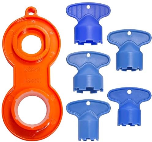 DITK-U 5 PCS Faucet Aerator Removal Tools Recessed Aerator Key (M 16.5/18.5/21.5/22.5/24) with 1 PCS Faucet Aerator Wrench Aerators Kitchen Sink Aerators Wrench for Bathroom, Kitchen