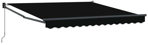 LMTYOENFG Toldo negro 300 x 250 x 165 cm, toldo con brazo articulado retráctil manual de poliéster, protección solar estable para terraza, jardín y exterior, incluye marco