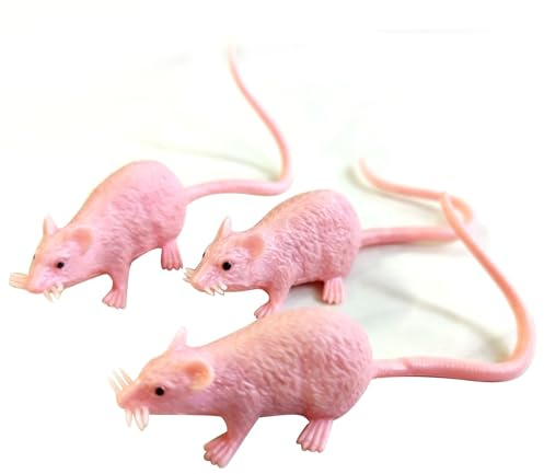 Itonash Faux Rats Réalistes en Plastique, 16 Pièces, avec Yeux Rouges pour Farces de Fête, Décor d'horreur, Jouets pour Chats, 7.3cm (16 pièces)