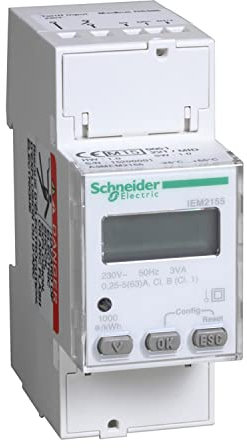 Schneider Electric Acti 9, A9MEM2155, Modular Single Phase Power Meter, 63A , 230V , With Communication Modbus, iEM2155 , MID