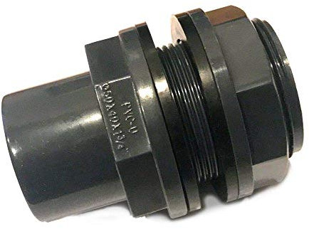 Adrenalin-Fishing Raccord de réservoir en PVC U DN50 Raccord à compression 50 mm avec 2 manchons adhésifs avec 2 joints et écrou de blocage