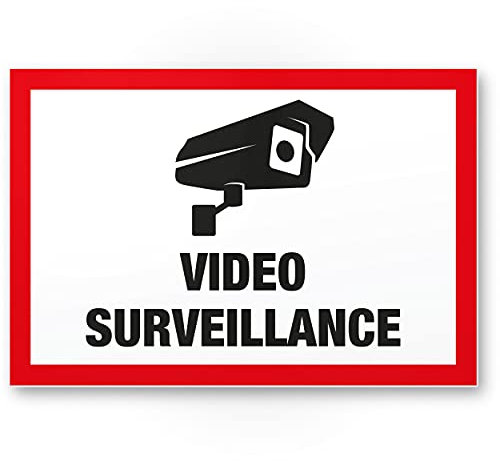 Komma Security Video Surveillance Schild 30 x 20 cm - Achtung Vorsicht Videoüberwachung - Hinweis Hinweisschild Videoüberwacht - Warnschild Warnhinweis