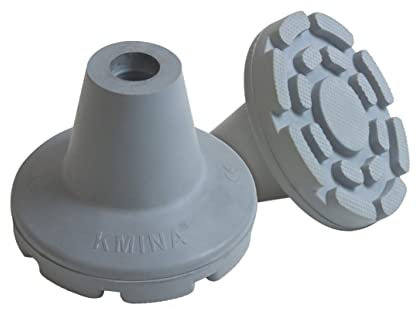 KMINA - Krücken Gummi 19 mm, 18 mm, 17 mm (x2 stück), Gummifuße Gehhilfe, Gummipuffer Walkingstöcke, Grau - Made in Europe.