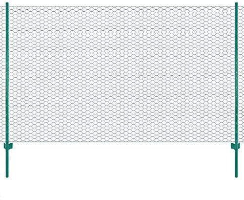 vidaXL Maschendrahtzaun mit Pfosten Komplett Set Maschendraht Zaun Zaunset Gartenzaun Drahtzaun Gehege Kaninchendraht Stahl 25x1,5m Grün 50mm