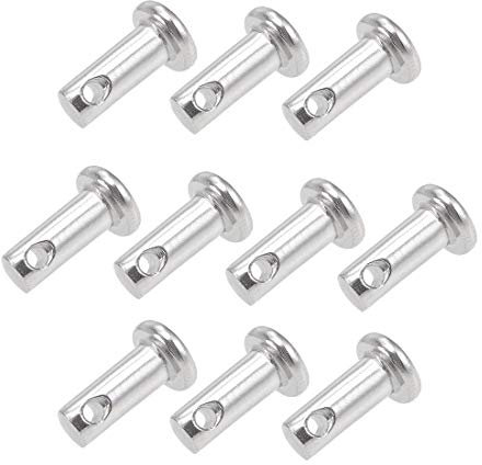 sourcing map 10St Gabelbolzen Einloch Flachkopf 304 Edelstahl Link Scharnierstift 4mm x 10mm