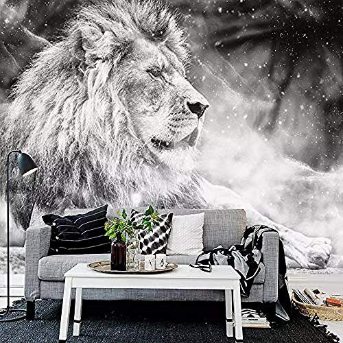 ZZXIAO Black and White Animal Lion Wallpaper Mural Mural Custom Photo 3D Living Room Sofa Wallpaper Grey Wall Sticker Border Living Room for Bedroom Rose Blue Mural Kids Rose Gold purple-300cm×210cm