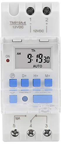 Hyuduo Interruptor Temporizador Semanal 12V DC 16A Pantalla LCD Interruptor Temporizador Programable Digital Relé