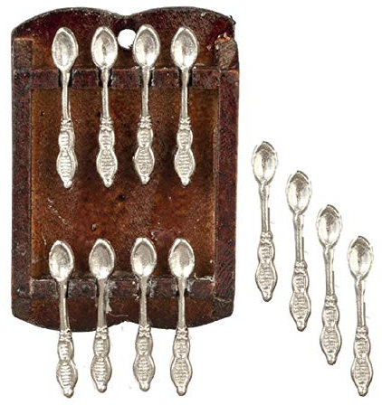 Town Square Miniatures Dolls House Wooden Spoon Rack & Spoons1:12 Scale Kitchen Wall Accessory