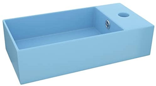 vidaXL Lavandino con Troppopieno Lavello per Bagno Lavabo per Toilette Sanitari Prodotti per Bagno Vaschetta in Ceramica Azzurro