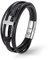 UNIQAL | Kreuz Leder Armband HEAVEN Cross Bracelet | Geschenk Box | Magnetverschluss (Silber, 19)