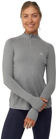 DANISH ENDURANCE Long Sleeved Sports Top, Workout Shirt, Running, for Women, Grey Mélange, L