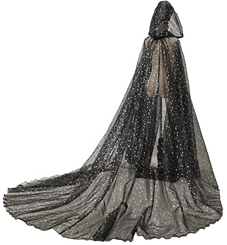 GRACEART Damen Tüll Umhang Hochzeit Mantel mit Kapuze Lange Jacke Braut Wraps Cape