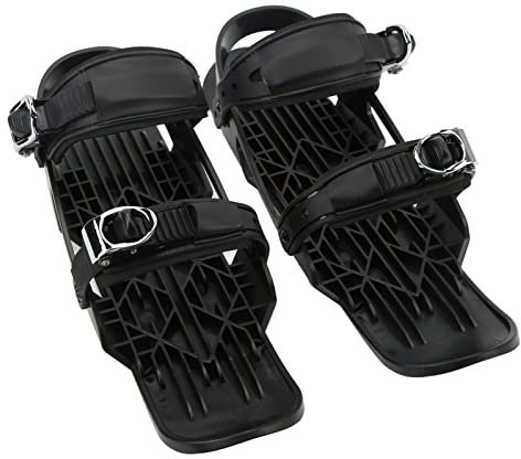 Mini Short Ski Skates für Schnee, Short Snowskates Snowblades Skiboards Schlittschuhe für Schnee, Verstellbare Skating-Ski Snowblades Skiboards Skibindung Outdoor für Winterschuhe,Schwarz