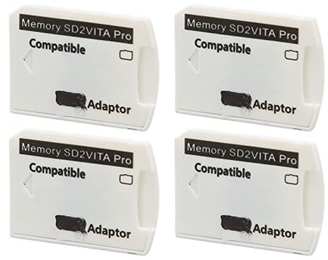 Adaptateur de Carte Mémoire PS Vita 4 Pièces pour PS Vita 1000 2000 et PS TV, Vitesse de Chargement 20-30% Plus Rapide, Ajustement, avec Boîte Transparente,