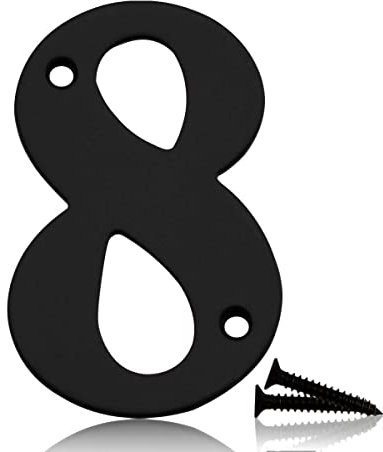 Bwintech 1 Pcs 75mm Matt Black SS304 House Numbers Door number 8, House Signs for outside, House Numbers Plaques for Front Wooden Door