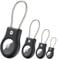 SCALLOP Airtag Keychain Holder 4 Pack, Air Tag Lock Case Holders with Wire Cable, Sturdy Protection Airtag Key Chain, Compatible Apple Airtag for Key Ring,Keys, Luggage.Black