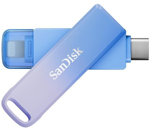 SanDisk Creator Phone Drive 256 Go Clé USB pour iPhone/iPad, PC, Mac (2-en-1 iPhone stockage, Lightning & USB Type-C Connecteur, Sauvegarde automatique, Inclut 3 mois d’Adobe Lightroom, métal robuste)