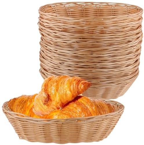 SOUJAP Paquete de 12 cestas ovaladas de plástico para pan, 23 x 15 x 6,5 cm, cesta pequeña de almacenamiento de alimentos para restaurante, cocina, exhibición