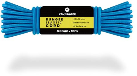 Kamu Synber Bungee Cord 8mm x 10m Elastic Shock Cord Bungee Rope for Tarpaulin, Kayak, Tie Down, Camping | Blue
