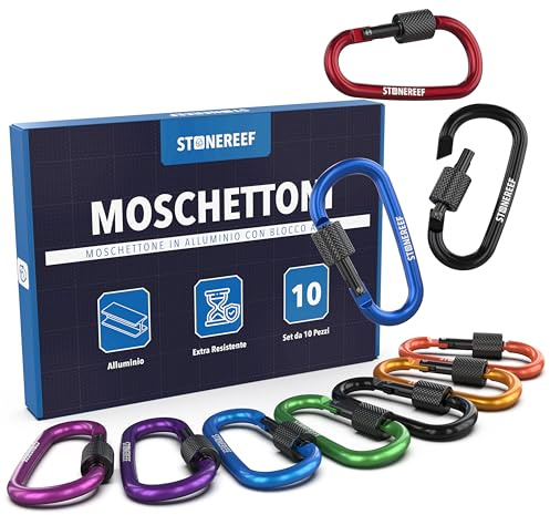 STONE REEF 10er-Pack Mini Karabinerhaken (75 x 42 mm) - Aluminium Karabiner Klein mit Schnappverschluss - Vielseitig einsetzbar für Camping, Reisen, Wandern, Rucksack & Schlüsselanhänger