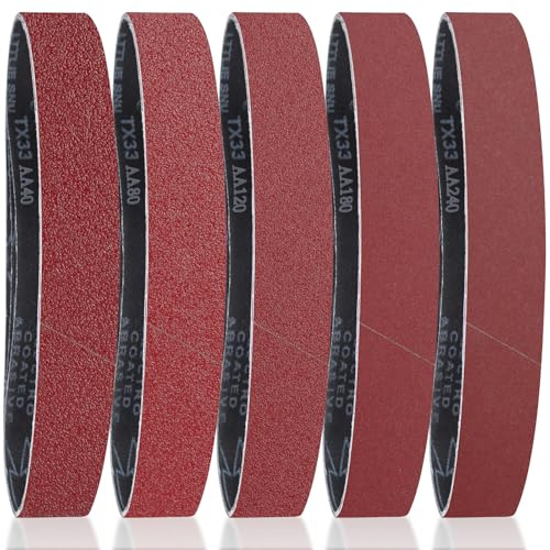 Senmai Tools 15 Pièces Bandes Abrasives 50 X 686 mm Bande Ponceuse grain 3 x 40 80 120 150 240 Bande Poncage Professionnelles Pour le Métal, Bois, la Peinture