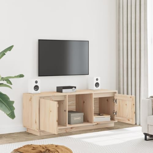 Owoxanthellate TV Cabinet 110.5x35x44 cm Solid Pine Wood TV Stand Rustic Brown Storage Console for Living Room Bedroom Media Corner Unit