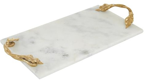 Deco 79 49639 Aluminio mármol Bandeja Rectangular, 21 x 2