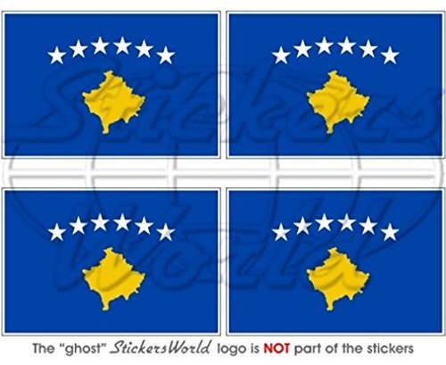 Kosovo Kosovar bandera Kosova 2 (50 mm) bumper-helmet de vinilo pegatinas, calcomanías x4
