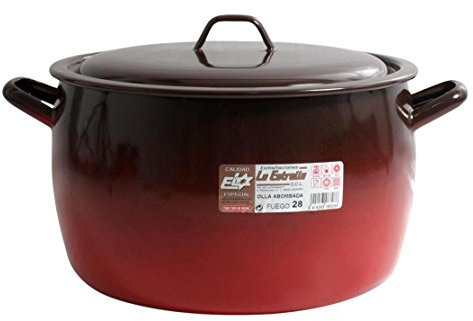 Esmaltaciones La Estrella Fuego - Olla abombada con tapa, 28 cm, 11 L
