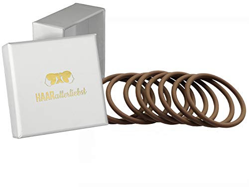 HAARallerliebst® unisex Silikon Haargummis 9 Stück - Premium Haargummi Zopfgummi braun ultra starker Halt - Männer & Herren, Damen & Mädchen, Sport - Hair ties Haarschmuck inkl. Box zur Aufbewahrung