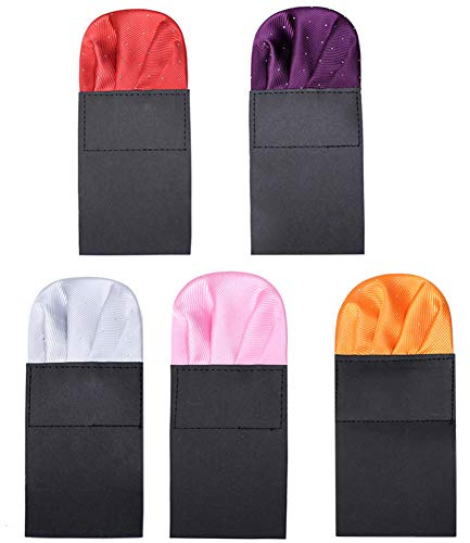 Mens Pocket Squares on Card Set of 5, Prefolded Suit Hanky - Pocket Handkerchief for Formal Tuxedo Jacket PF-H-3
