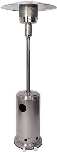 Home & Garden Terrassenheizstrahler aus Edelstahl, 48000-BTU Propan, mit Rollen, ideal für Garage, Camping, Wandern, Picknicks, silberfarben