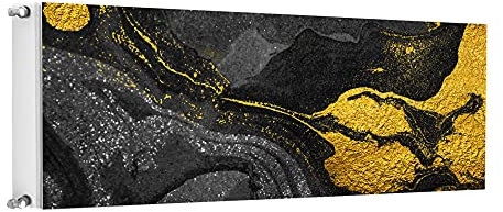 TMK ArtDeko Heizkörperverkleidung mit Magnet Stilvolle Material 160x60 Heizkörperabdeckung, Marmor Gold