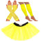 80s Fancy Dress for Women - Neon Tutu Skirt & Leg Warmers, Fishnet Gloves, Rave Retro Outfit (8-12 UK, Yellow)