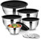 Homikit Rührschüssel, 5-TLG Edelstahl Schüssel Salatschüssel Set mit Luftdichtem Deckel & 3 Reibenaufsätzen zum Mischen Verrühren, 4,6L/2,8L/1,6L/1,2L/0,7L & Stapelbar, Spülmaschinenfest, Schwarz