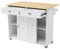 DRIXNO Kücheninsel Freistehend mit Klappbarer Arbeitsplatte Küchenschrank Küchenwagen auf 4 Rollen, mit Schiebetür und 2 Schubladen, Weiß Für Esszimmer 112x40(70) x94cm