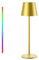 Qsky Tischlampe Kabellos Dimmbare LED Akku Tischleuchte, Wiederaufladbar Warme Lichtfarbe 3000K+RGB Aluminium Outdoor Tischlampe wasserdicht für Restaurant,Schlafzimmer,Bar,IP54 (Golden 1Stück)