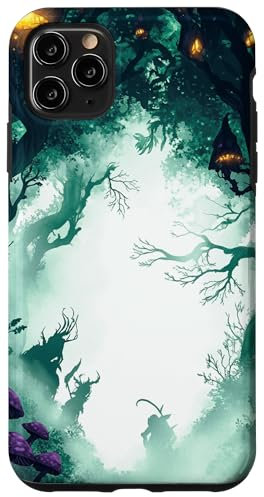 Hülle für iPhone 11 Pro Max Mystischer Wald mit leuchtenden Laternen Fantasie