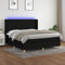 OHOOWOO Boxspringbett mit Matratze & LED Schwarz 180x200 cm Stoff,Luxuriöses Boxspringbett mit LEDStreifen, Taschenfederkernmatratze und höhenverstellbarem Kopfteil