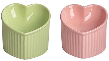 Elevated Cat Bowls Set Cute Heart Shaped Ceramic Cat Bowls 5.5 Inch Tilted Design Easy Clean No Scratch Anti Vomiting Healthy Pet Feeding Bowls