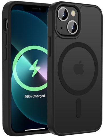 KPPIT für iPhone 12 Mini Hülle,iPhone 13 Mini Hülle [Kompatibel mit MagSafe] Magnetisch Handyhülle für iPhone 12 Mini/iPhone 13 Mini Case Dünn Cover Matt Transluzente Schutzhülle 5,4 Zoll,Schwarz