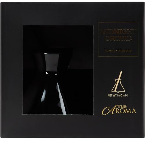 New Midnight Orchid Diffuser – Black Reed Diffuser with Modern Flask Design | Elegant Flame-Free Home Fragrance | Long-Lasting 100ml Scent for Accent Tables & Shelves N-29