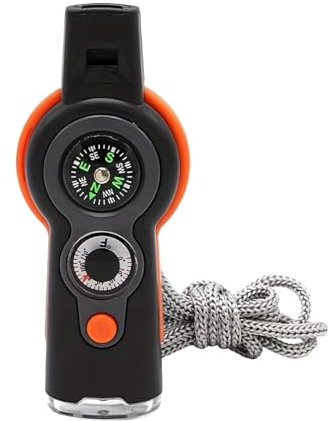 Gear 7 In 1 Multifunktionsgerät mit Pfeife für Outdoor Camping Wandern Notfallnavigation und Abenteuer YhD627 (Orange, 11X5CM)