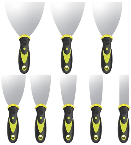 8 Pack Wallpaper Scrapers Set, Ergonomic Putty Knife Stainless Steel Paint Scraper for Wall Repair Multi-Purpose Paint Wallpaper Scraper Set Plastering Tools for Drywall DIY Decorating Paints Removal